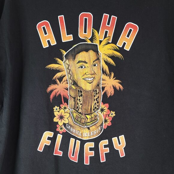 Gabriel Iglesias Aloha Fluffy T-Shirt Adult 2XL Black Graphic Cotton Tee - Picture 1 of 6